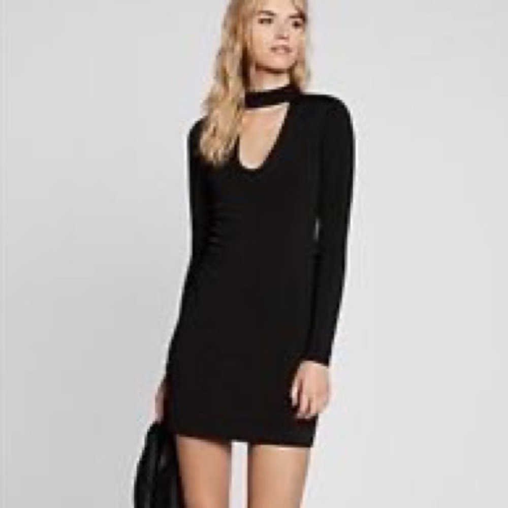Express - Long Sleeve Choker Cut Dress.